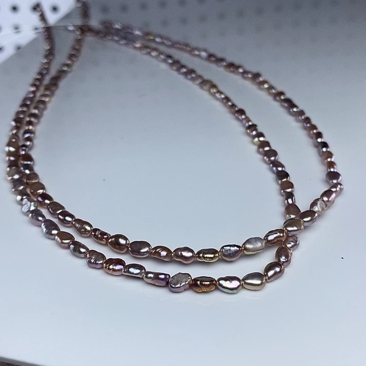 未镶嵌淡水珍珠颈饰紫色巴洛克4mm(2条)