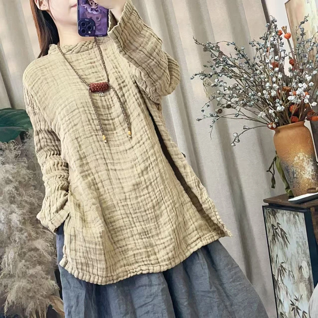 YN. Y5287机理麻两侧盘口上衣（衣长70胸围130）