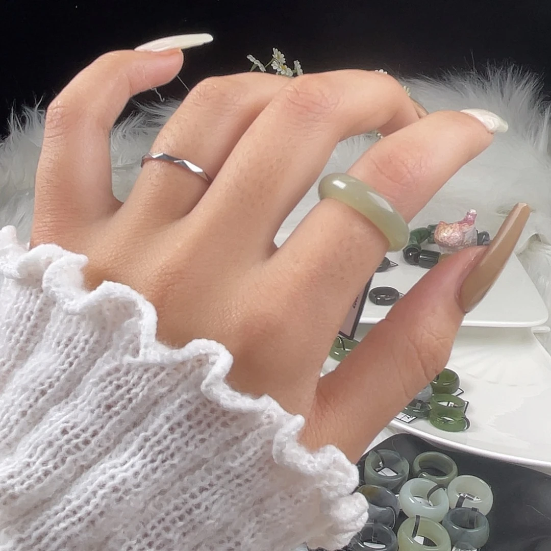 和田玉未镶嵌戒指U26晴水泥鳅背17.2mm