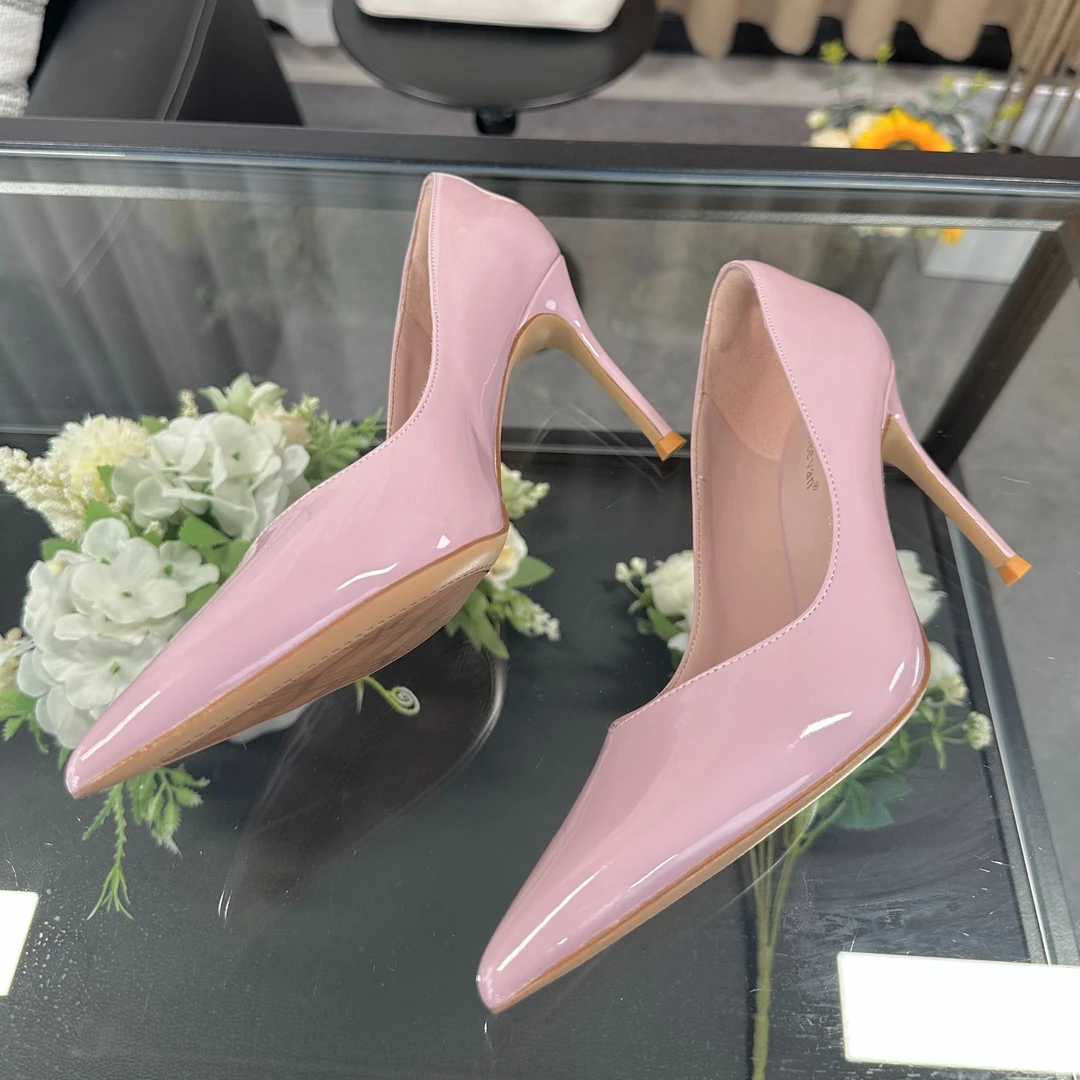 【5cm/8cm】马卡龙色紫色尖头羊皮高跟鞋百搭浅口细跟法式