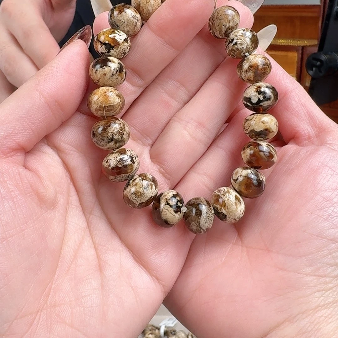 孤***柔琥珀未镶嵌手链抚顺琥珀 干白溶洞12M