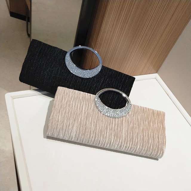 闪亮手环晚宴小手包女士包2021新款ktv公主包宴会名媛手拿包皱褶