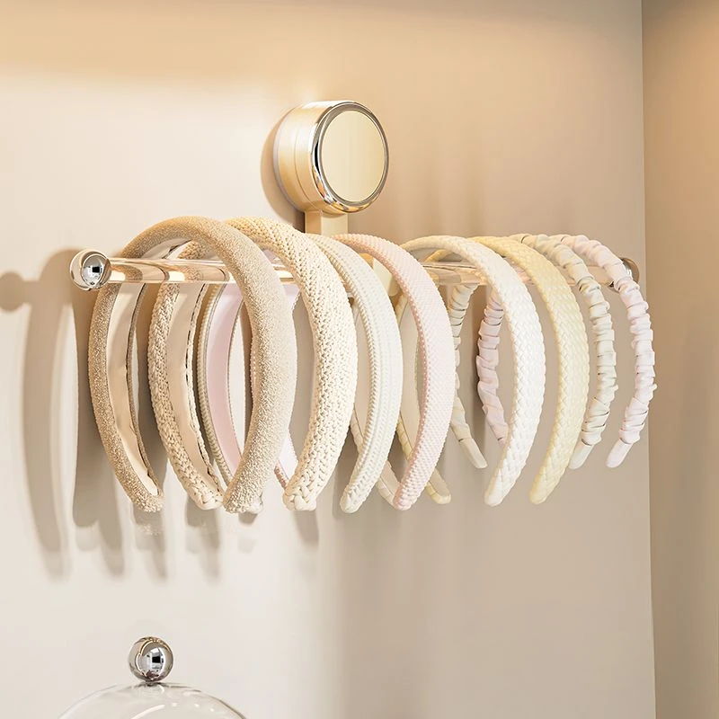 双头发箍收纳神器吸盘卫生间挂架免打孔发饰皮筋抓夹子发圈首饰架