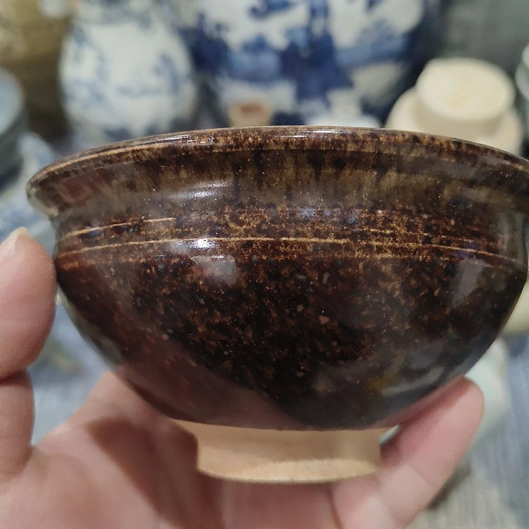 梦*岛一件精美吉州窑点彩碗全品