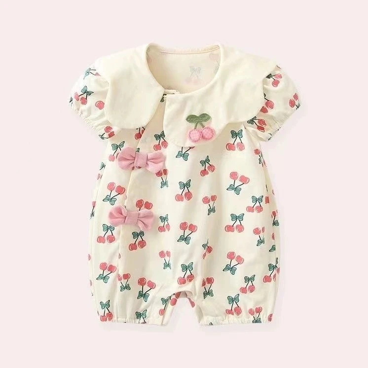 婴儿短袖连体衣夏季薄款女宝宝超萌新生儿哈衣公主哈衣洋气夏装
