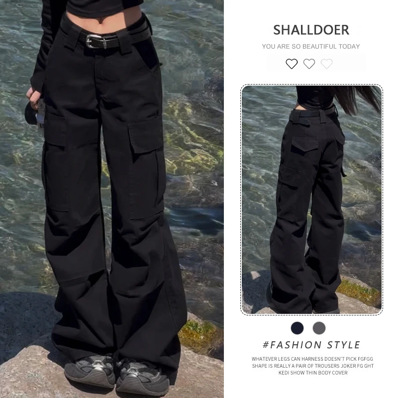 复古设计感工装裤女2025秋季新款宽松直筒多口袋阔腿休闲迷彩裤潮