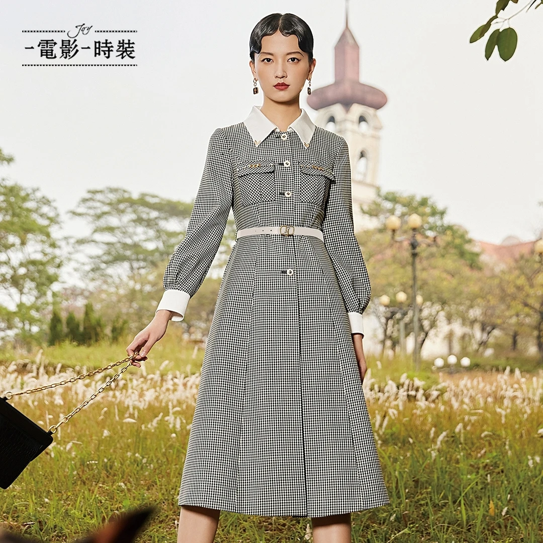 【九月专属】一电影一时装千鸟格连衣裙高级感显瘦 FENL133545