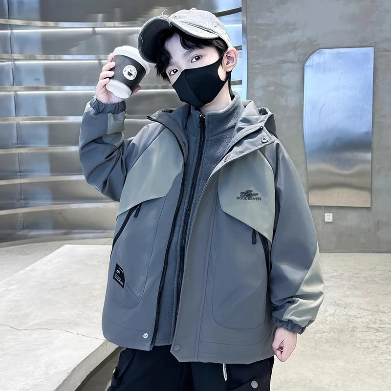 儿童装男童秋装外套2025新款春秋款中大童三合一秋季可拆卸冲锋衣