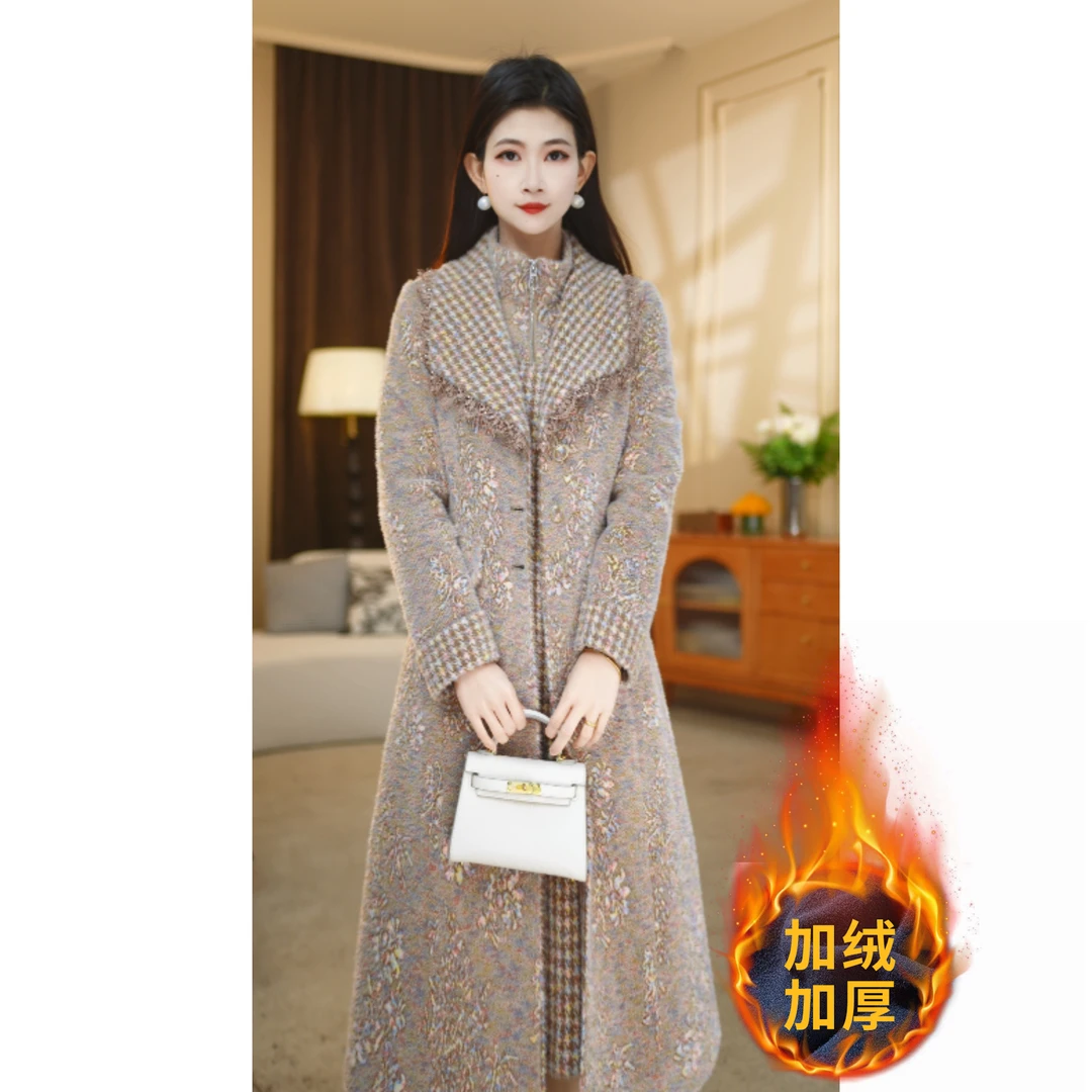 【玥雯】冬装时尚洋气气质修身高贵典雅加厚保暖显瘦两件套装M-4XL