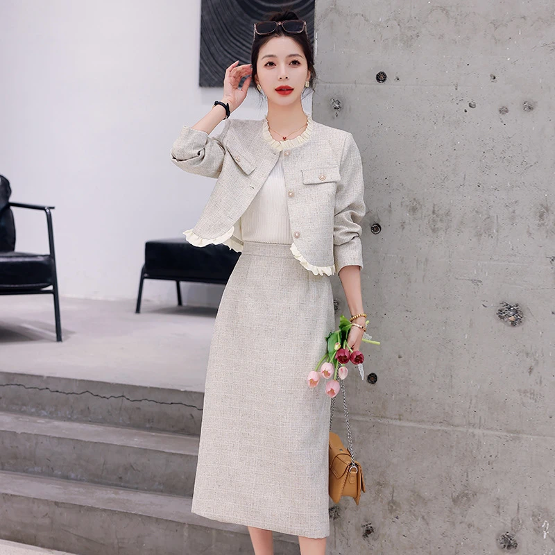 2025小香风春秋季新款潮流显瘦收腰优雅甜美两件套秋冬套装洋气