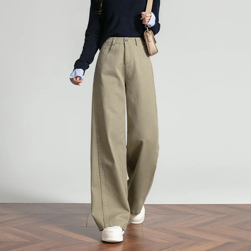 秋冬轻熟风气质加厚阔腿裤女2025新款修身显瘦休闲裤垂感百搭长裤