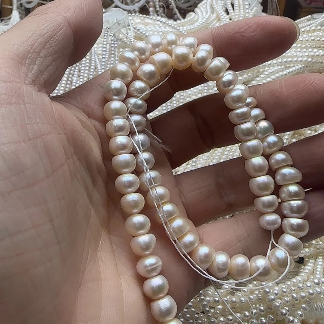 喵***喵未镶嵌淡水珍珠半成品卡8香槟色算盘珠