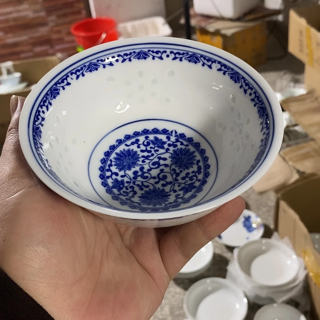 摆件5寸高温玲珑瓷碗2支
