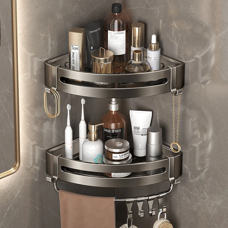 卫生间浴室加厚免打孔三角置物架墙角壁挂式洗漱台收纳架