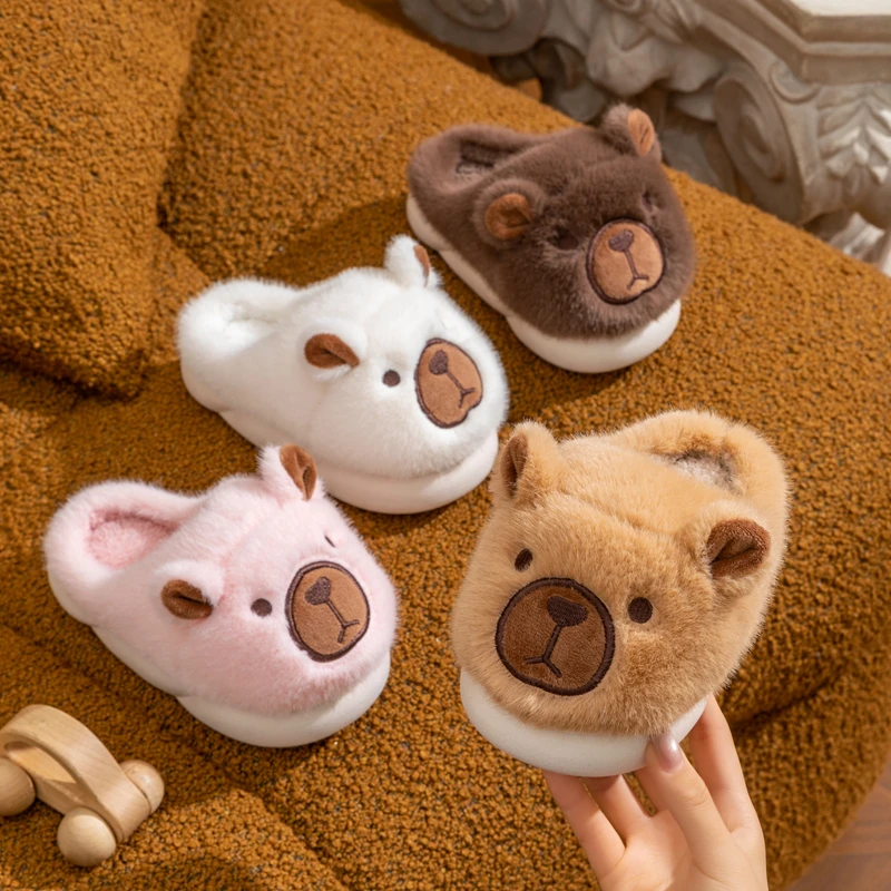 冬季新款儿童拖鞋室内男童女童卡通棉拖鞋卡皮巴拉宝宝居家保暖拖