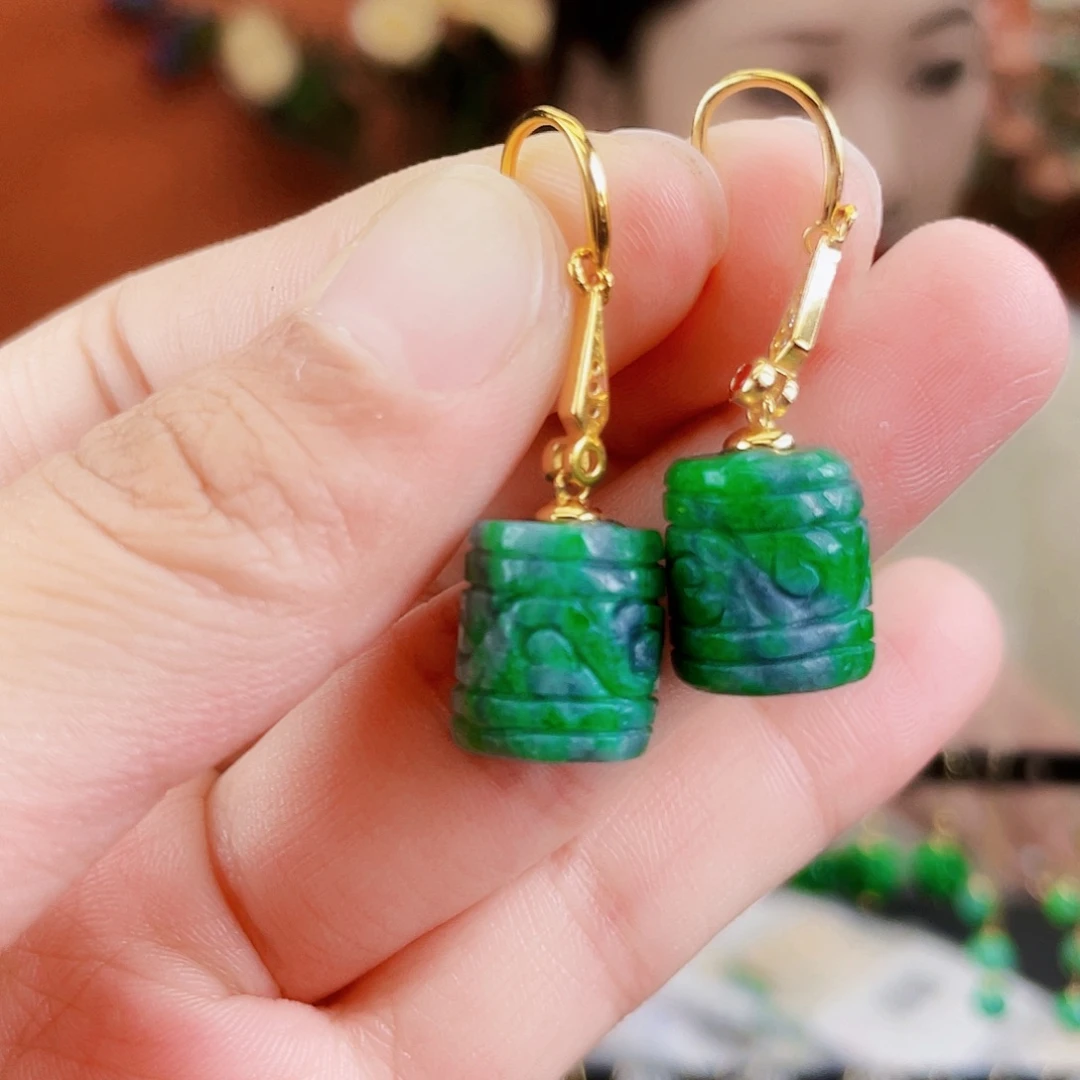 翡翠银S925镶嵌耳饰