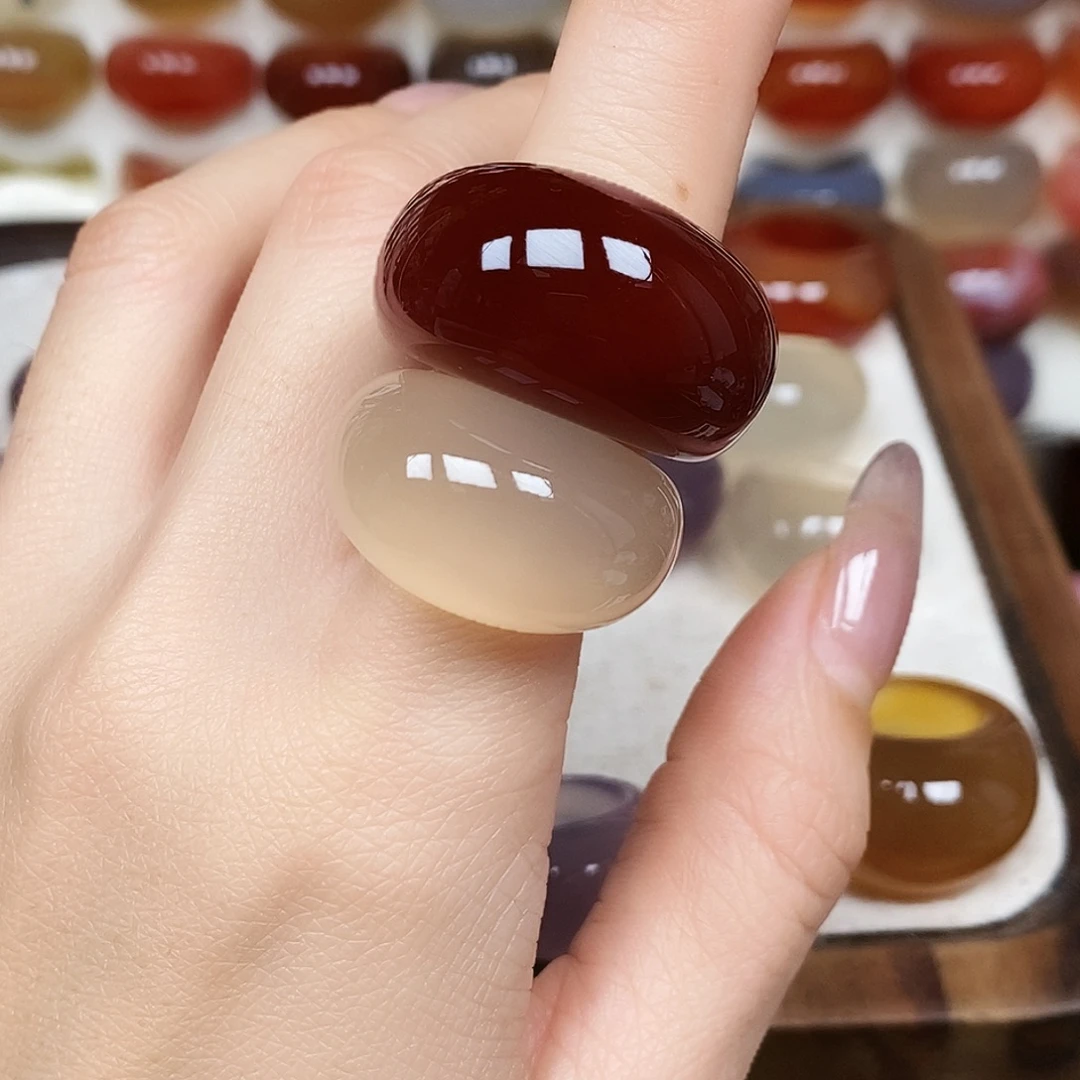 霸***店玛瑙/玉髓合金戒指