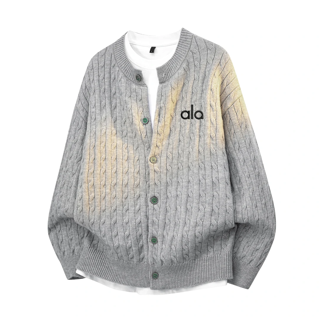 RSRDDY官方品质美式休闲粗针麻花时尚百搭圆领针织开衫毛衣外套