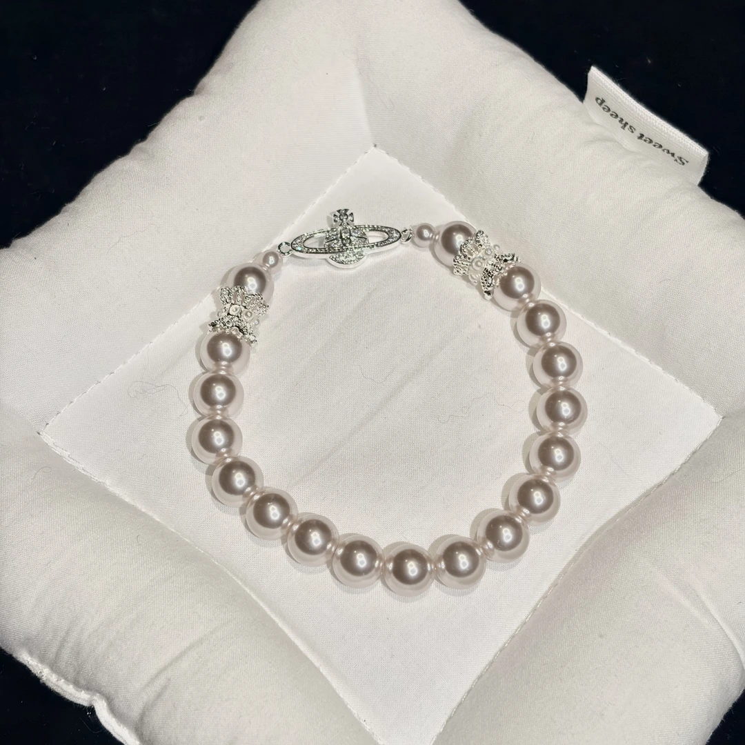 A007 【小暖家】 土星玫瑰色贝珠手串 西某后同款 气质轻奢小香风