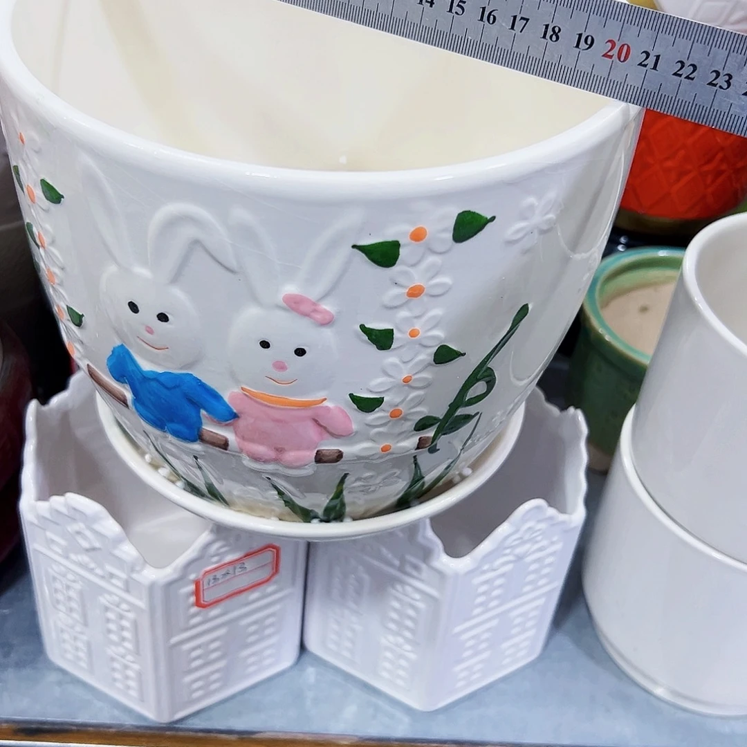 有孔，外贸尾单陶瓷花盆凑单10米包邮