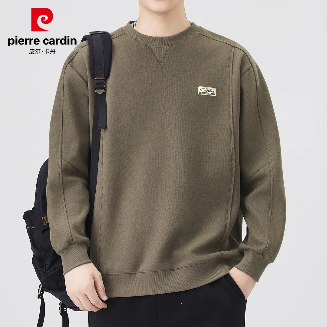 皮尔卡丹男士卫衣2025秋季新款休闲圆领潮流宽松痞帅慵懒风男装