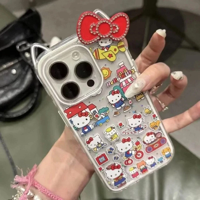 猫耳卡通KT猫适用iPhone16promax甜美苹果15手机壳可爱14少女心13