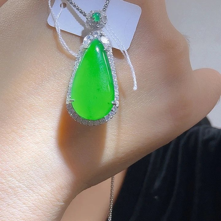 翡翠银S925镶嵌吊坠(不含链)