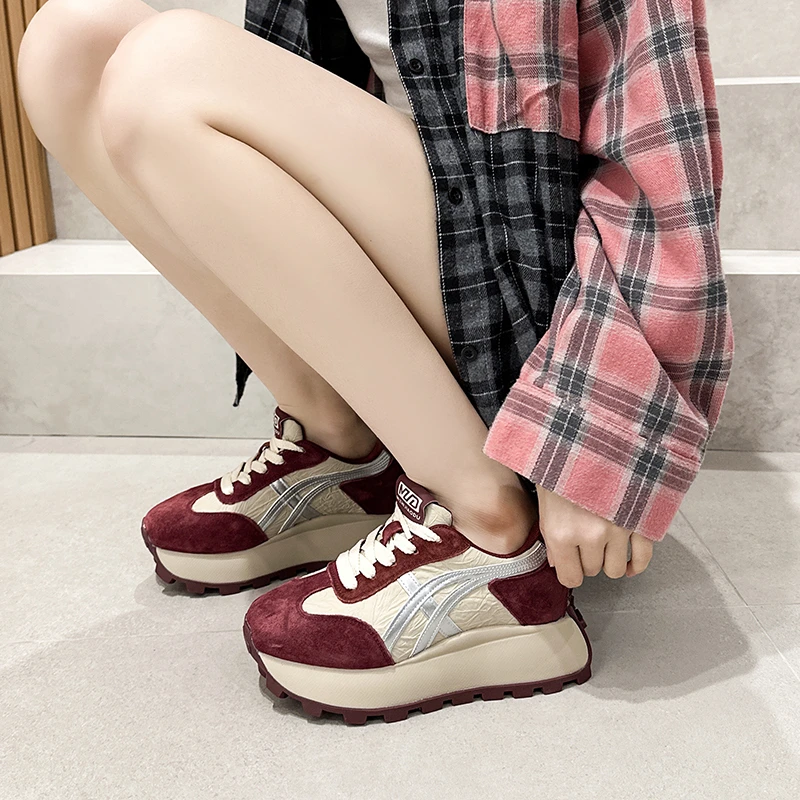 小码女鞋313233厚底休闲鞋真皮34码德训鞋内增高小个子阿甘鞋加绒