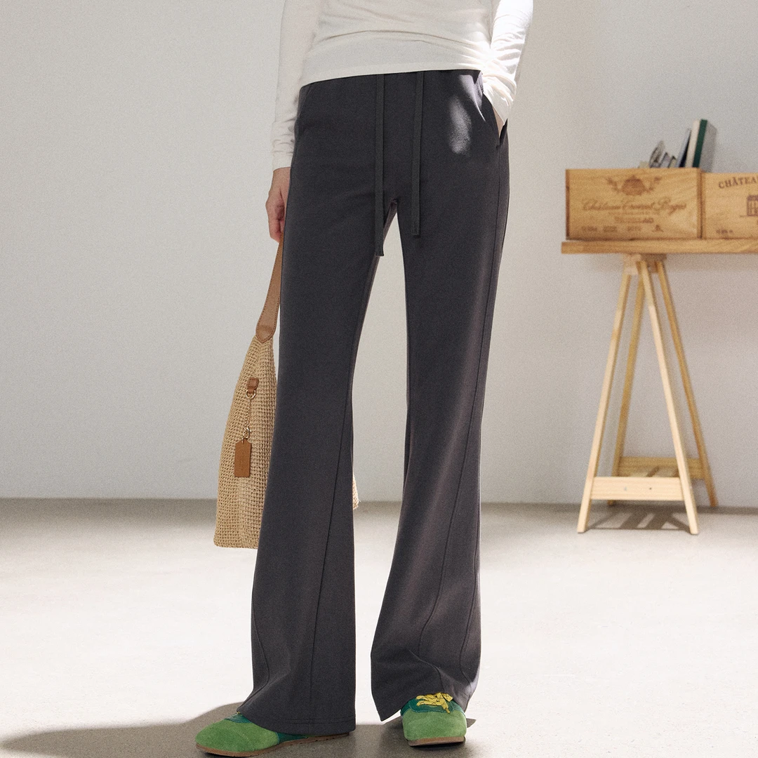 SPLAN-S+ 简约休闲修身显瘦微喇休闲高腰运动长裤25142