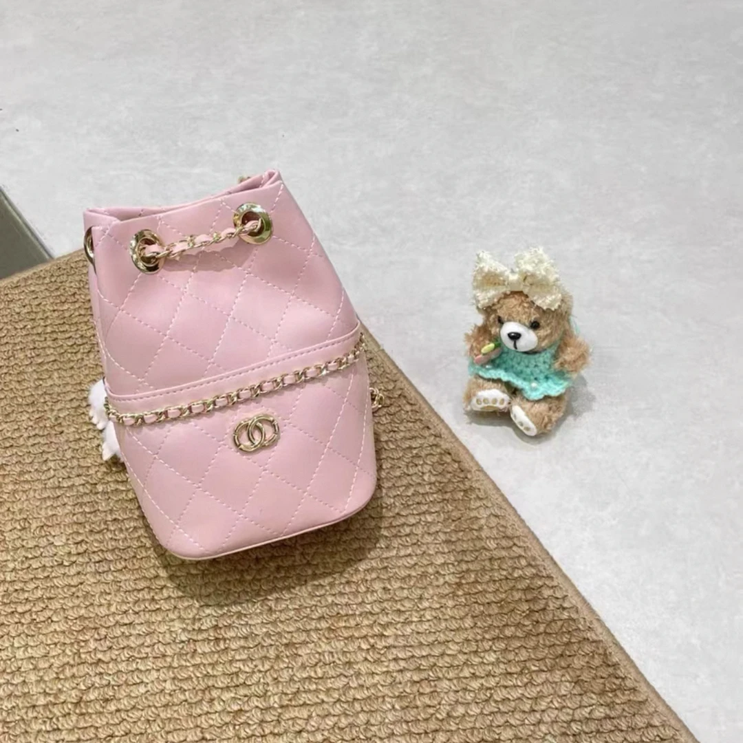 【CHGE】1031香家水桶包粉色新款爆款女包斜挎包手提单肩包包编织