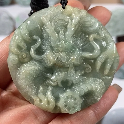 翡翠颈饰未镶嵌龙凤呈祥两面工福利