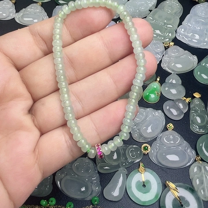 翡翠未镶嵌颈饰卡4.5算盘手串