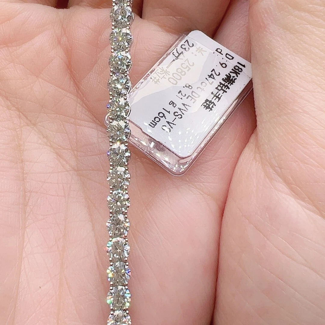 实验室培育钻石套链18K金镶嵌单颗23分，网球款手链