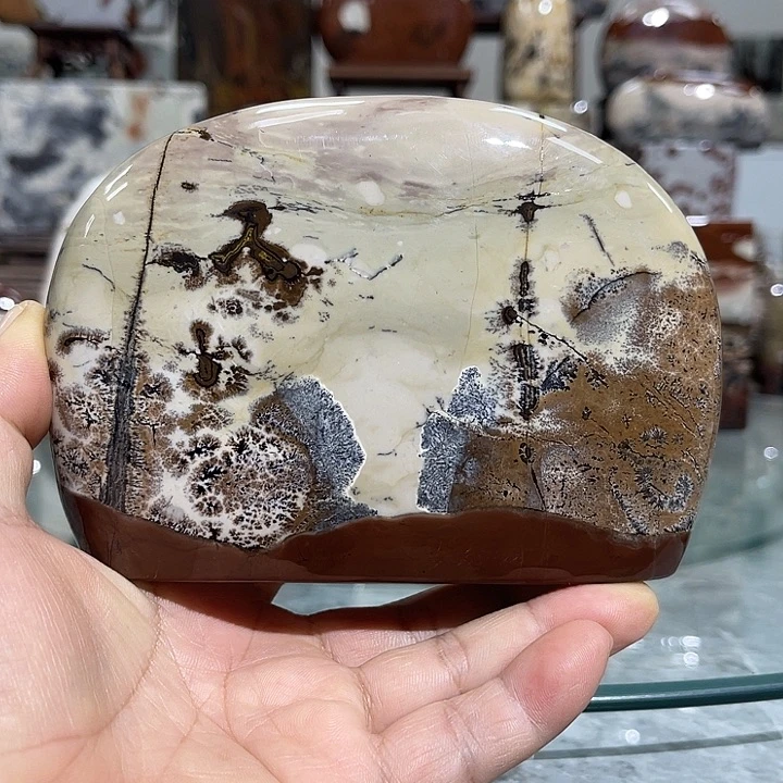 广西石窗***风国画石摆件