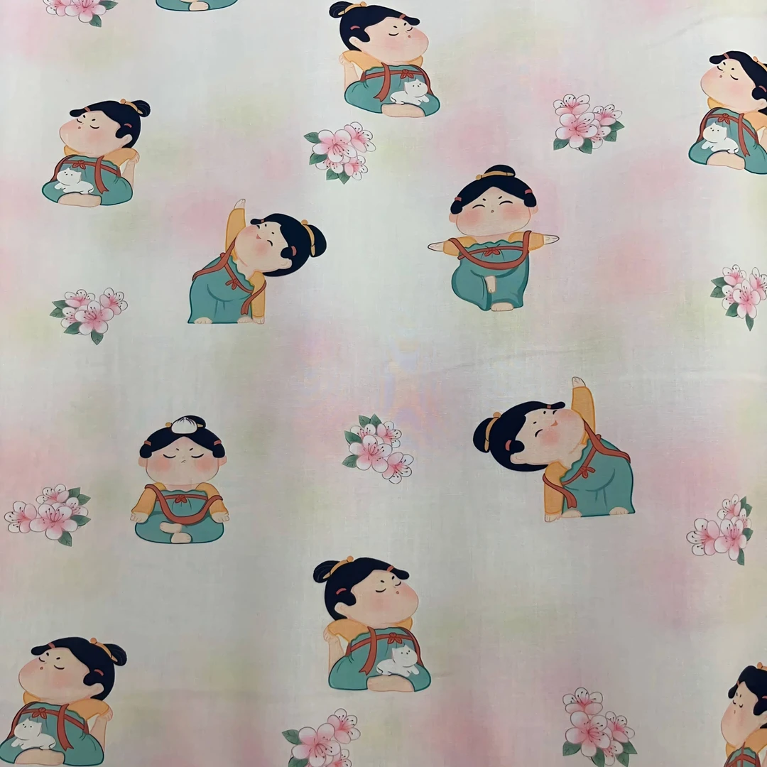 瑜伽小唐人 新中式绵绸香云棉透气人造棉旗袍连衣裙服装面料