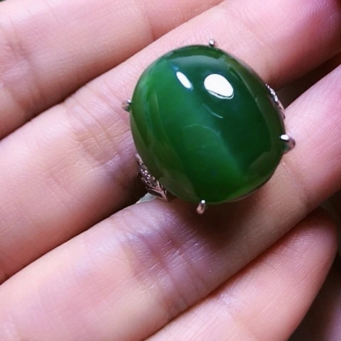 和田玉银S925镶嵌戒指