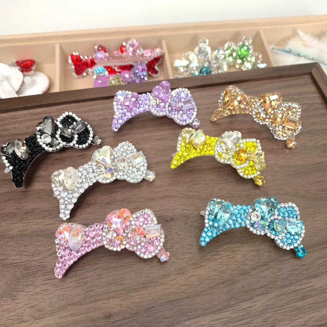 宠物发夹爆闪KT蝴蝶结 耳朵满钻顶夹约克夏