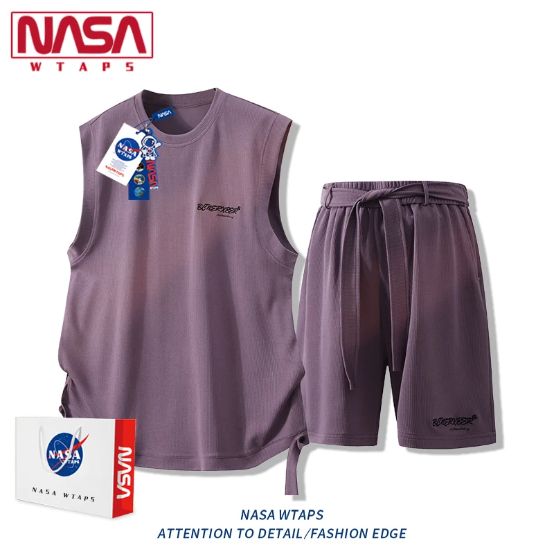 NASA WTAPS背心套装男款夏季高级感休闲短裤运动篮球穿搭一整套