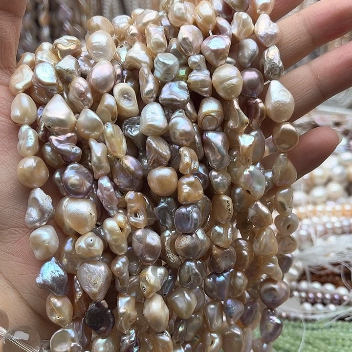 未镶嵌玛瑙/玉髓珠宝半成品一条9mm左右相思豆巴洛克有生长孔