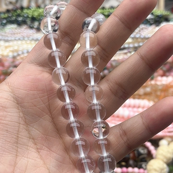 玛瑙/玉髓珠宝半成品未镶嵌一条12mm左右白水晶珠