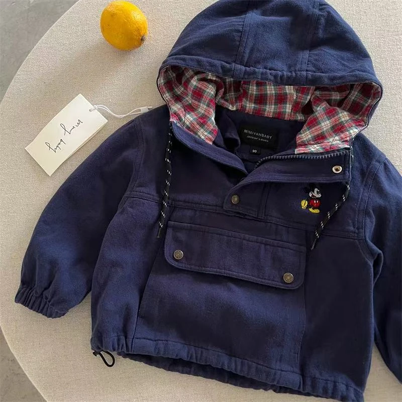 儿童外套2025秋季新品男女童日系套头连帽宝宝卡通外套潮50330