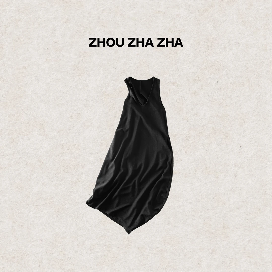 【周炸炸】2025春夏季新款无袖气质高品质韩版中长款连衣裙#256332
