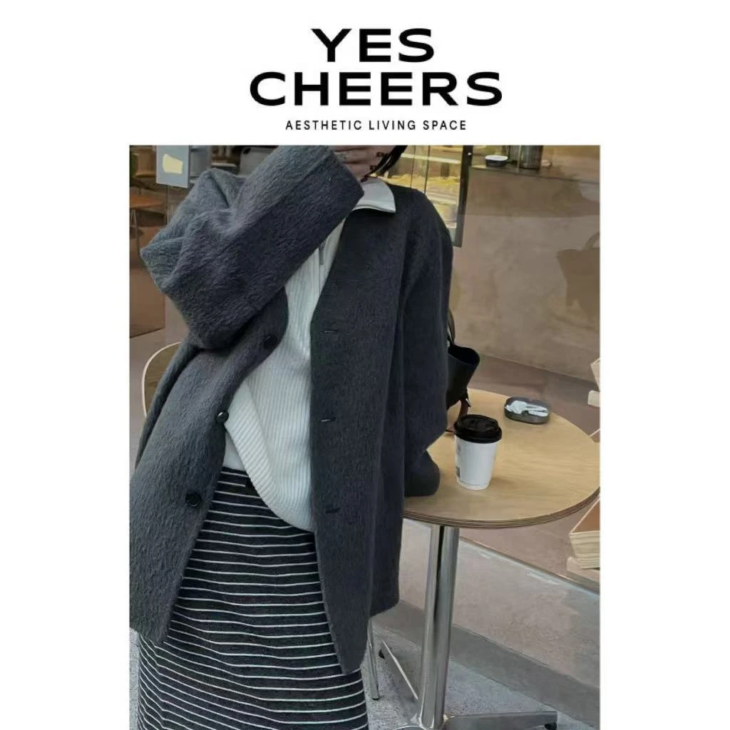 悦是YES CHEERS【小资矜贵】v领中长款苏丽大衣 8864
