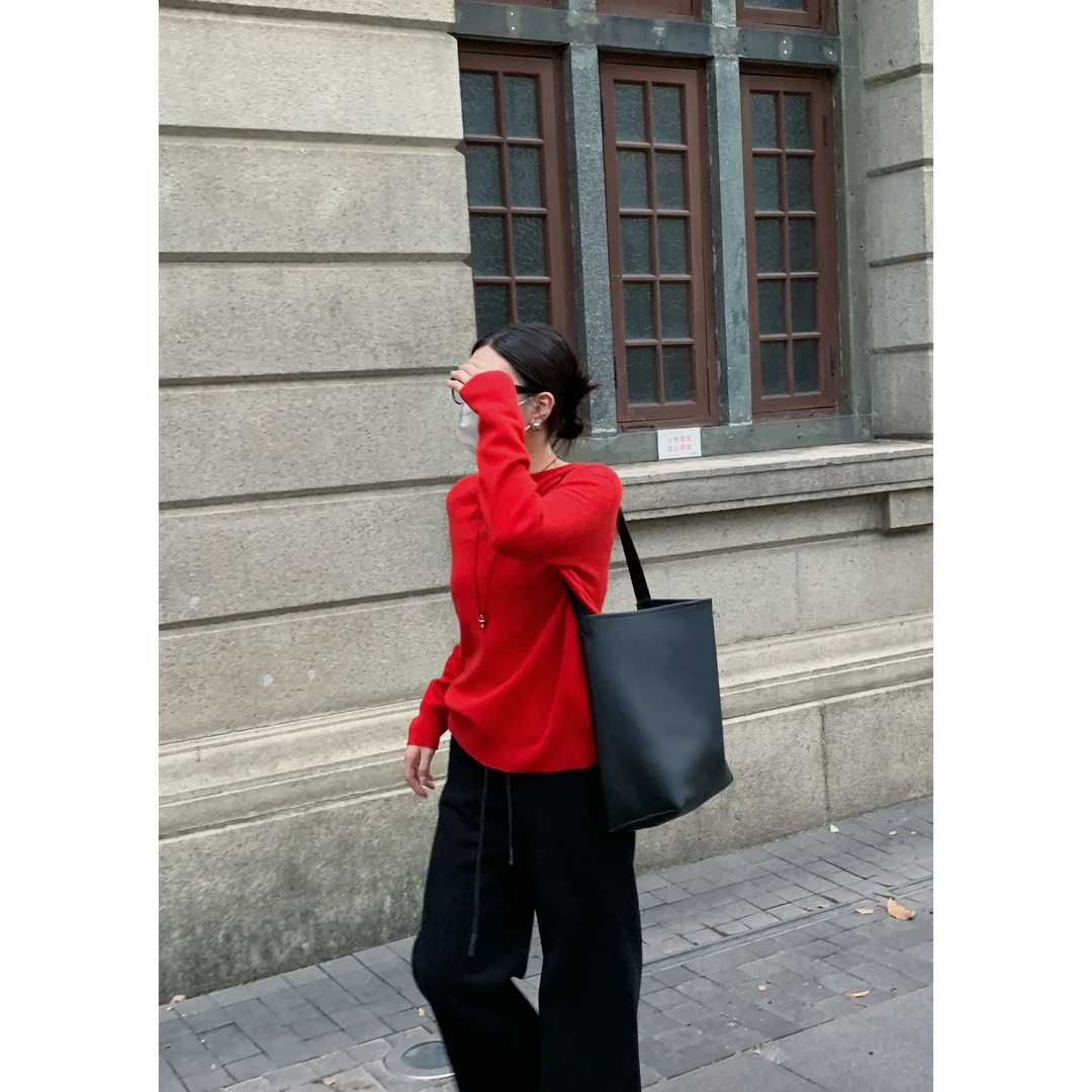2025时尚纯色女休闲韩版秋季新款宽松显瘦简约针织衫百搭羊毛毛衣