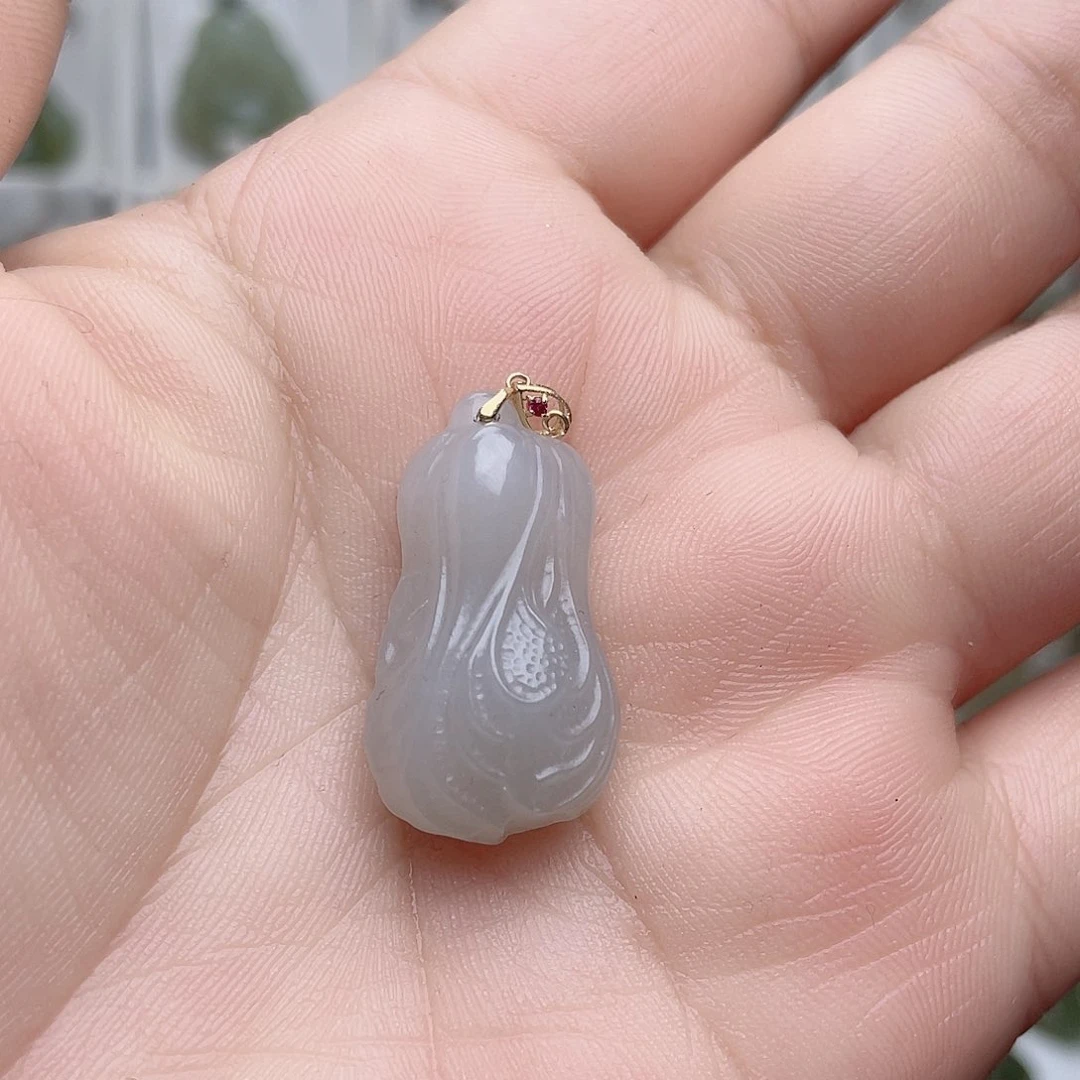 和田玉颈饰18K金镶嵌