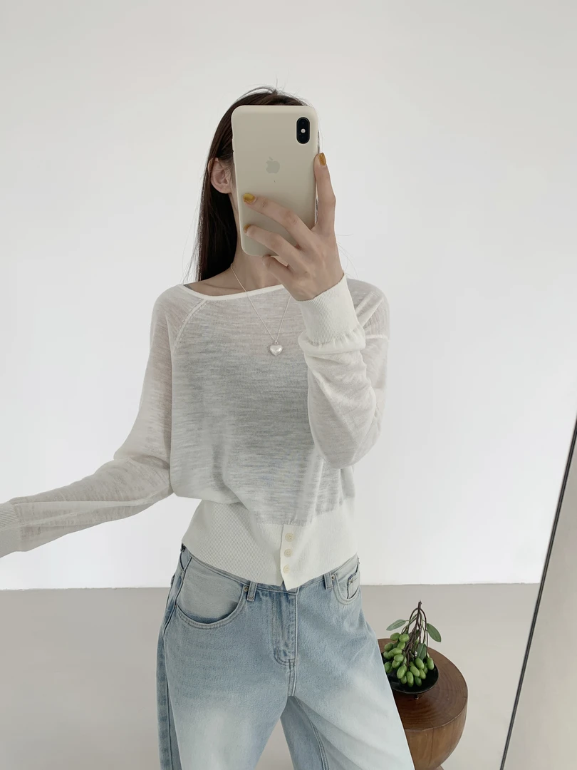 【DUODUO 829950】夏季新款轻奢小众设计感女时尚薄款亚麻针织衫