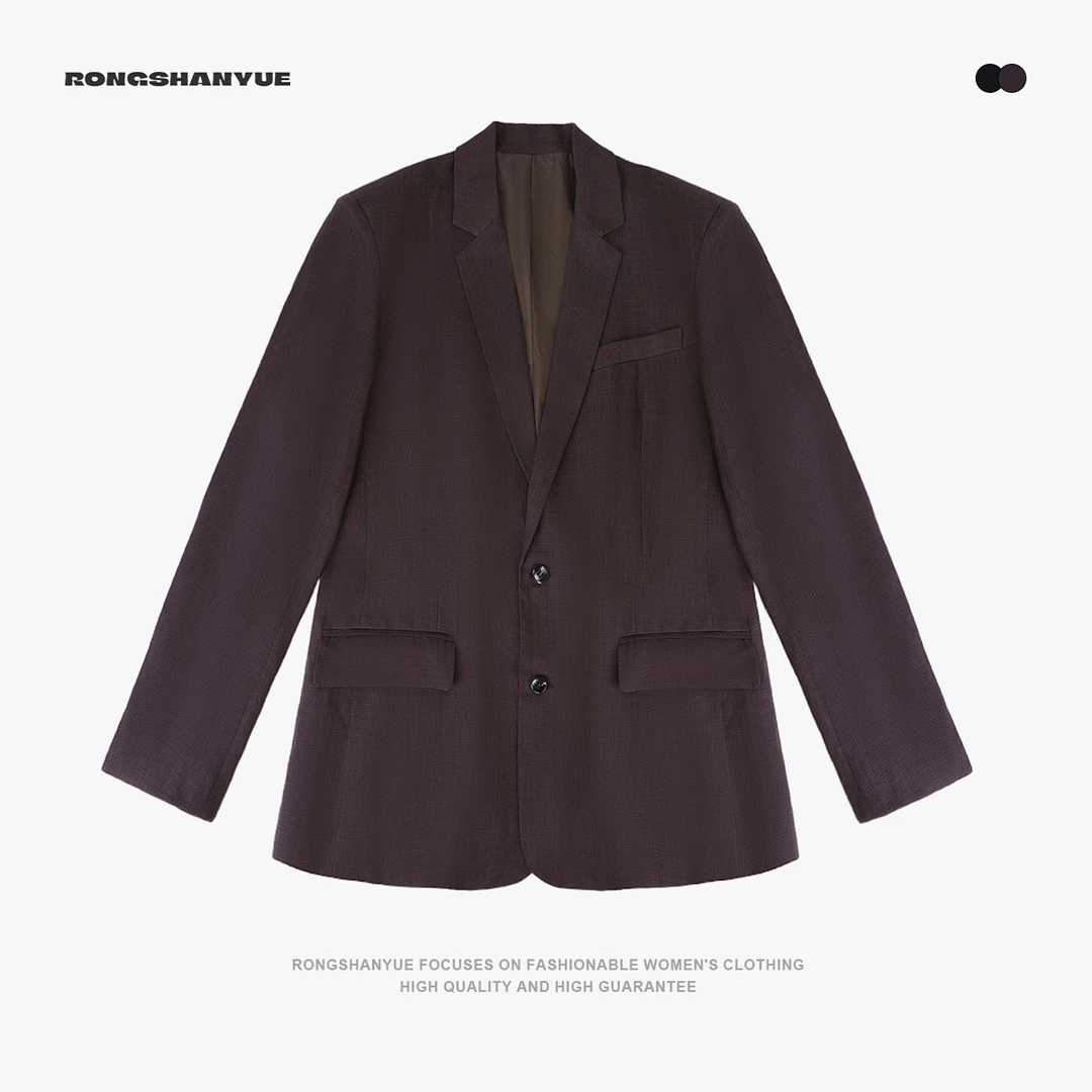 Rongshanyue复古设计感西装外套休闲小众西服女士简约上衣A1441