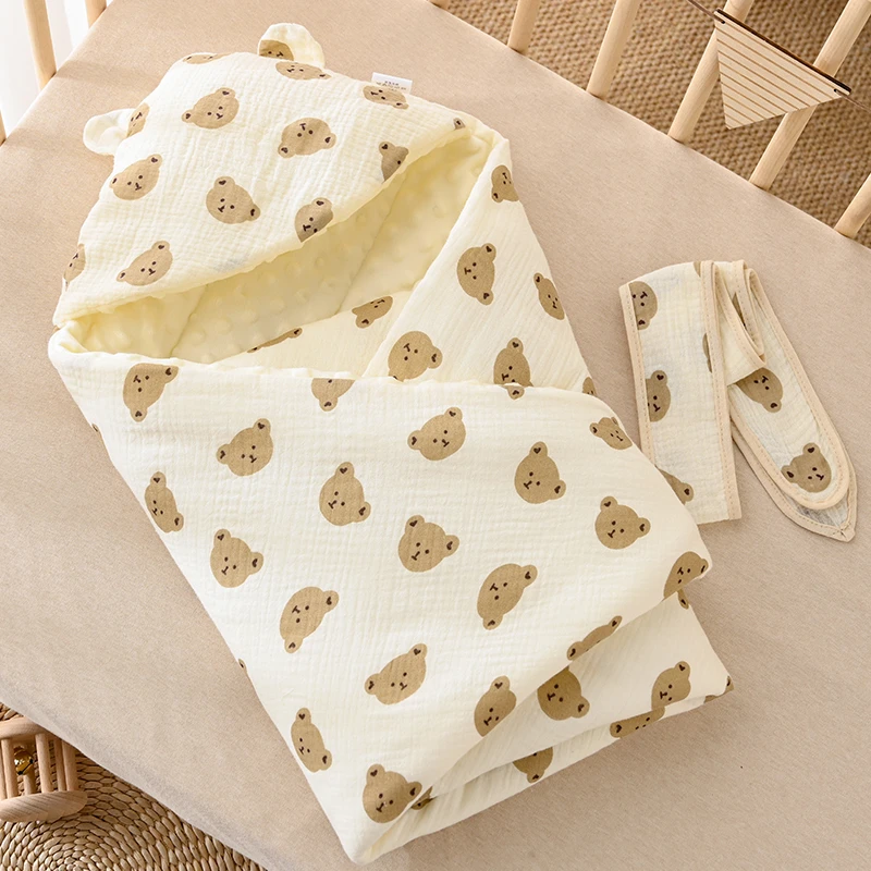 初生抱被被子加厚加两用宝宝新生儿包被产房专用棉秋冬款豆豆绒