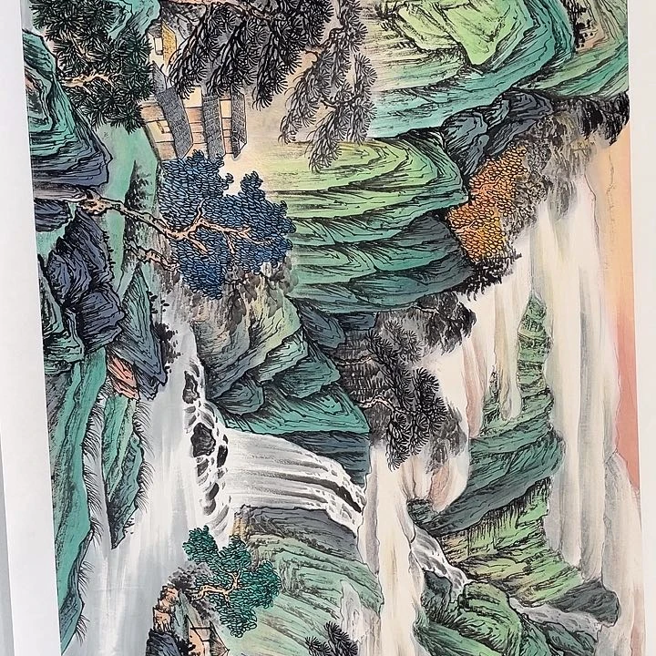 圆形崔老师四尺山水