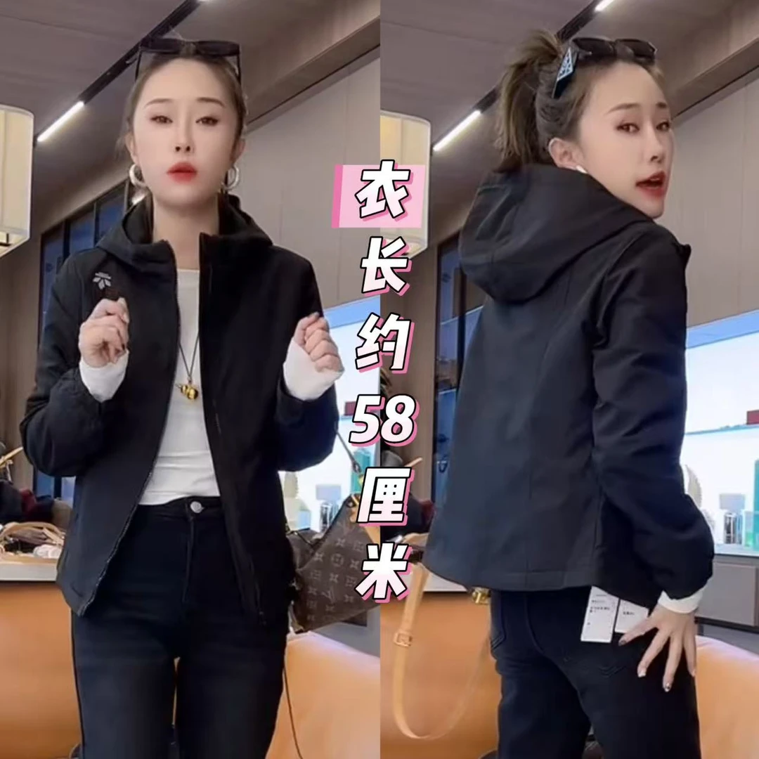 5639小蛮腰连帽拉链夹棉外套